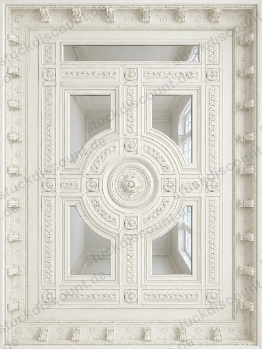 Individuell gefertigte Kassettendecke mit Deckenrosette